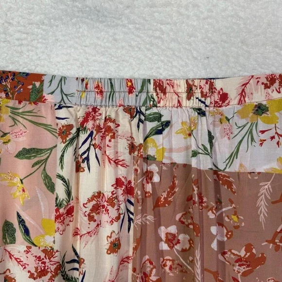 T Tahari Skirt Small Medium Multi Floral Patchwork Tiered Maxi Boho A-Line - Picture 8 of 13